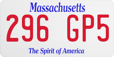 MA license plate 296GP5