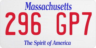 MA license plate 296GP7