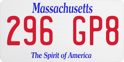 MA license plate 296GP8