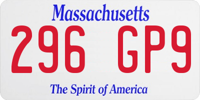 MA license plate 296GP9