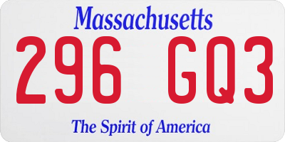 MA license plate 296GQ3