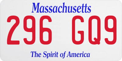 MA license plate 296GQ9
