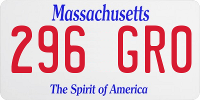 MA license plate 296GR0
