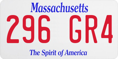 MA license plate 296GR4