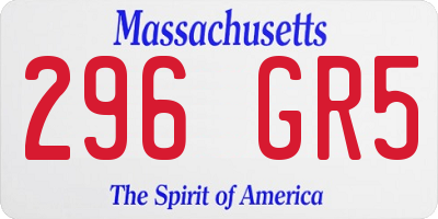 MA license plate 296GR5