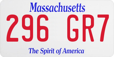 MA license plate 296GR7