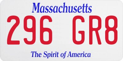 MA license plate 296GR8