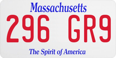 MA license plate 296GR9