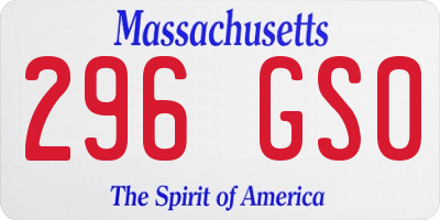 MA license plate 296GS0