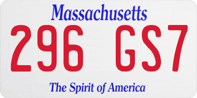 MA license plate 296GS7