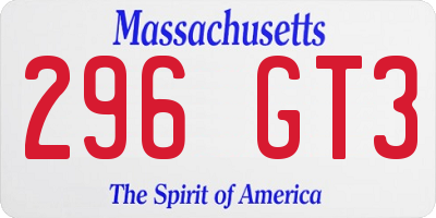 MA license plate 296GT3