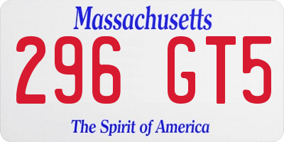 MA license plate 296GT5