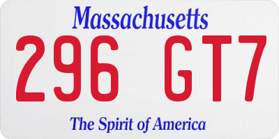 MA license plate 296GT7
