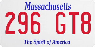 MA license plate 296GT8