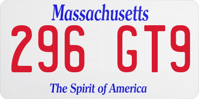 MA license plate 296GT9