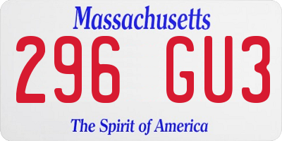 MA license plate 296GU3