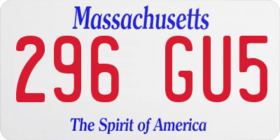 MA license plate 296GU5