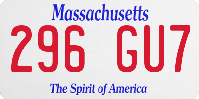 MA license plate 296GU7