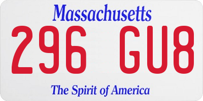MA license plate 296GU8