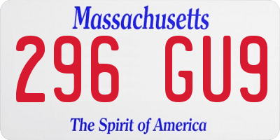 MA license plate 296GU9