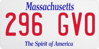 MA license plate 296GV0