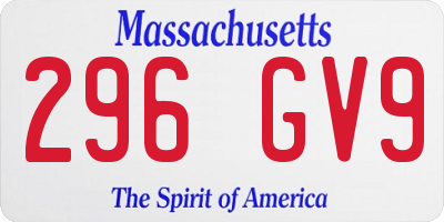 MA license plate 296GV9