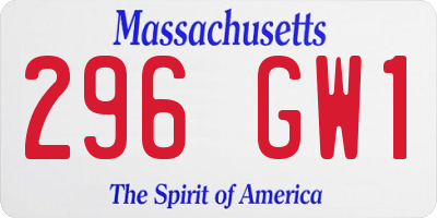 MA license plate 296GW1
