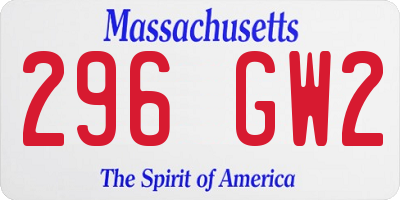 MA license plate 296GW2