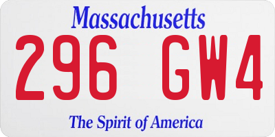 MA license plate 296GW4