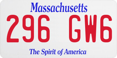 MA license plate 296GW6