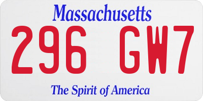 MA license plate 296GW7