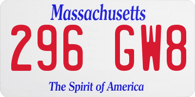 MA license plate 296GW8