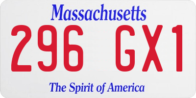 MA license plate 296GX1