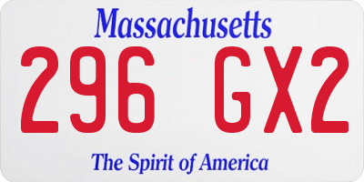 MA license plate 296GX2