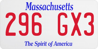 MA license plate 296GX3