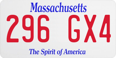 MA license plate 296GX4