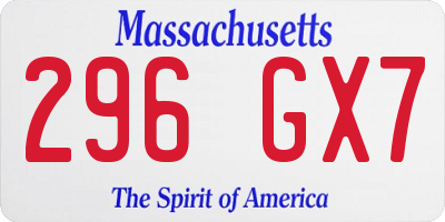 MA license plate 296GX7