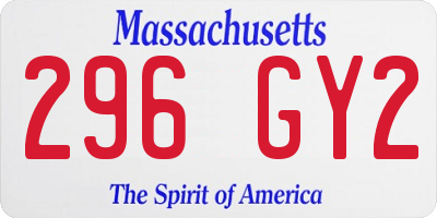 MA license plate 296GY2
