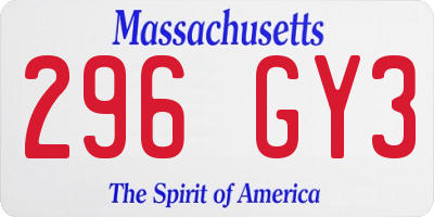 MA license plate 296GY3