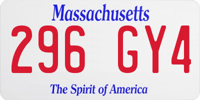 MA license plate 296GY4