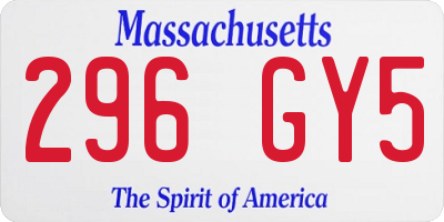 MA license plate 296GY5