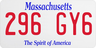 MA license plate 296GY6