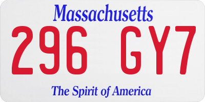 MA license plate 296GY7