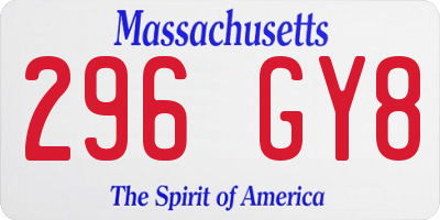MA license plate 296GY8