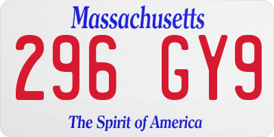 MA license plate 296GY9