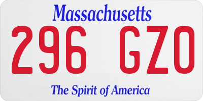 MA license plate 296GZ0