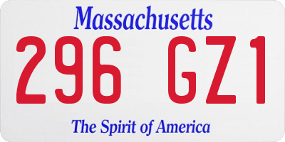 MA license plate 296GZ1