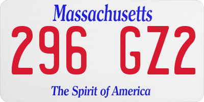 MA license plate 296GZ2