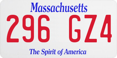 MA license plate 296GZ4