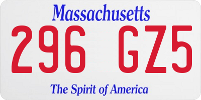 MA license plate 296GZ5